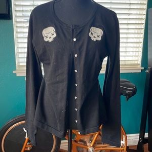 Black cardigan with skulls